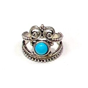 Western Vintage Like Faux Turquoise Stone color Silver plated Ring